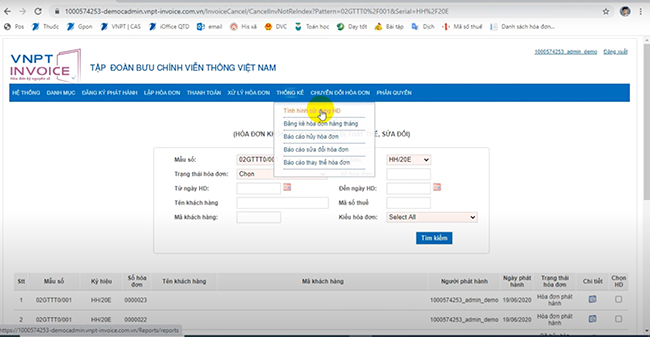 Cách kiểm tra và xuất hiện hóa đơn VNPT Invoice