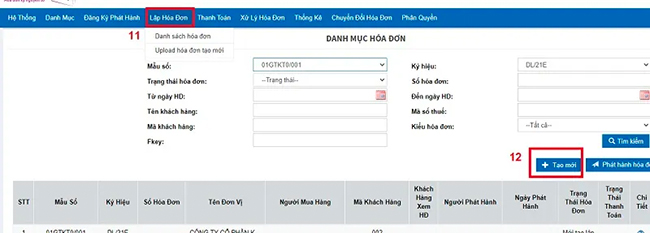 Cách tạo mới hóa đơn trên VNPT Invoice