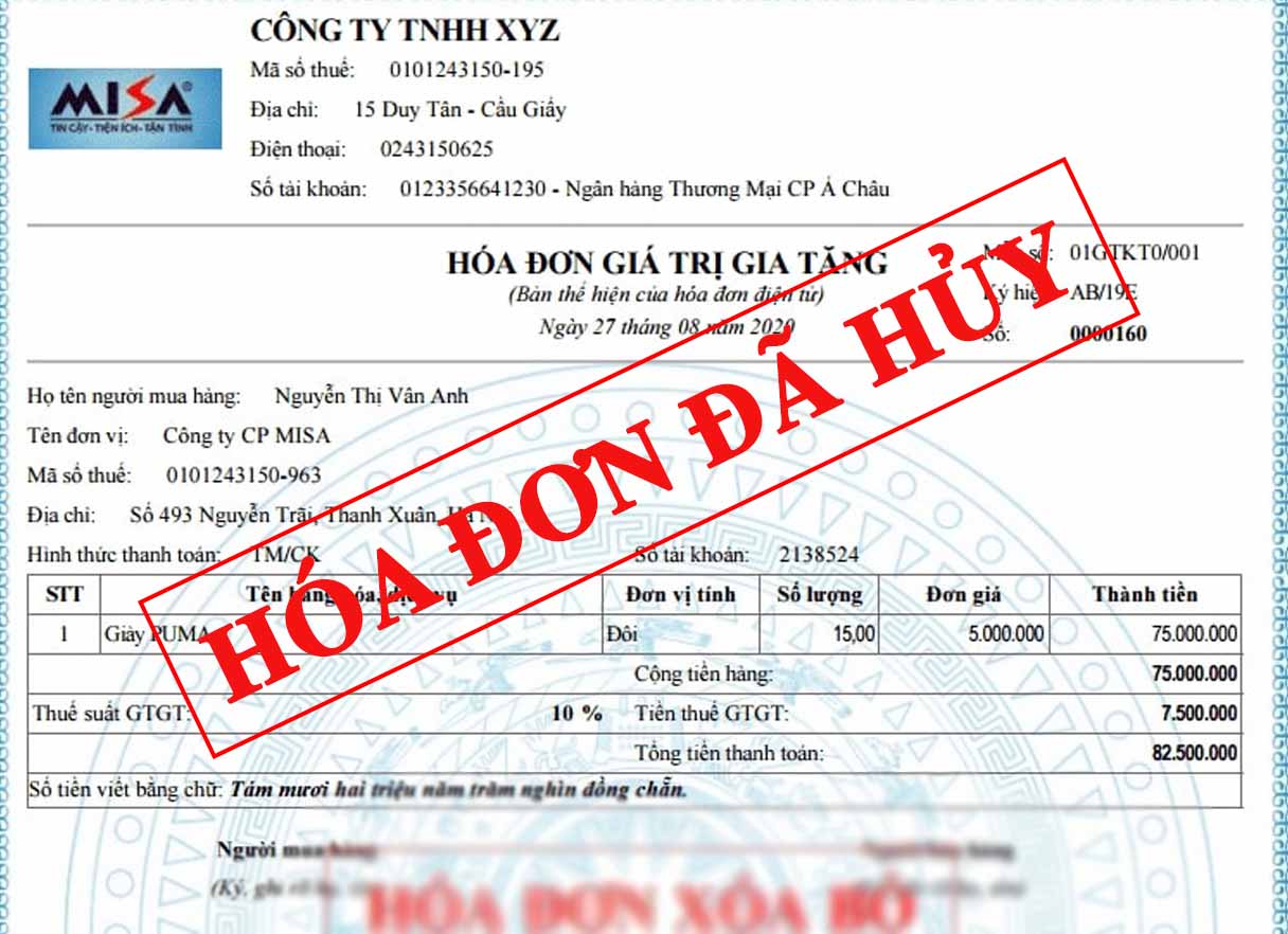 khi nào được hủy hóa đơn điện tử