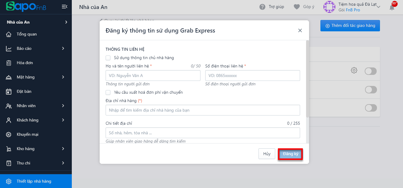 Kết nối Grab Express