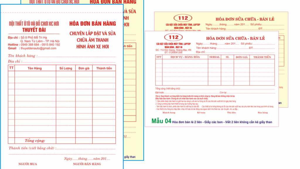 Mẫu hóa đơn điện tử phổ biến hiện nay